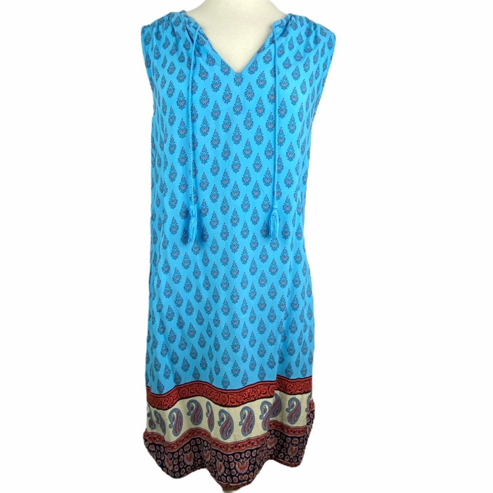 Beach Lunch Lounge Paisley Tunic Shift Dress M